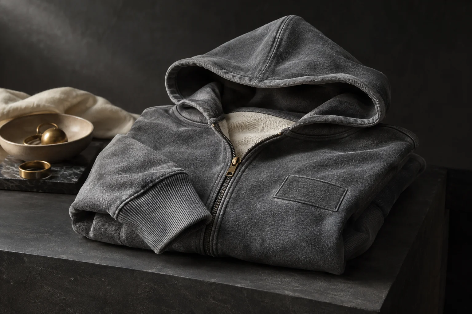 Ilustrasi Applique Fade Zip Hoodie: Mengolah Tekstur dan Bukaan untuk jurnal BAYAR77